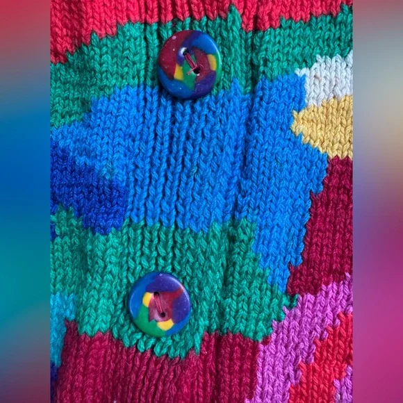 McWooligans Vintage 100% Wool Hand Knit Cardigan Sweater - Picture 10 of 14